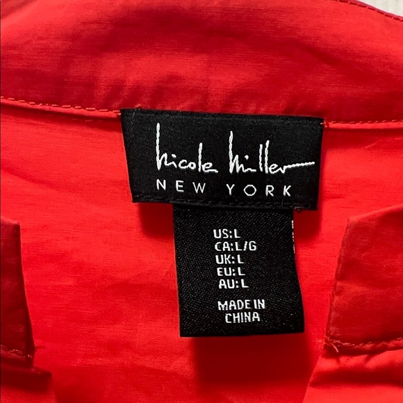 LOFT Bright Orange/Red Dress with Puff Sleeves - Picture 2 of 4